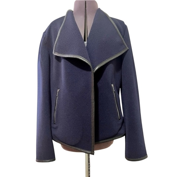 Calvin Klein Navy Blue Diamond Textured Open Front Jacket Size M - Picture 6 of 10